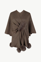 Load image into Gallery viewer, Surplice Neck Pom-Pom Trim Poncho