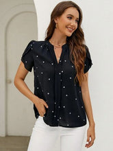 Load image into Gallery viewer, Heart Print Notched Petal Sleeve Blouse