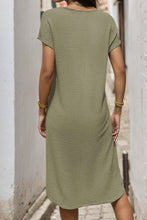 Load image into Gallery viewer, Waffle-Knit Cap Sleeve Knee Length Dress