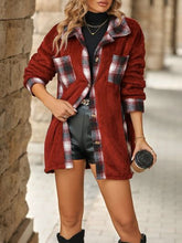 Load image into Gallery viewer, Plaid Contrast Dropped Shoulder Coat