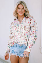 Load image into Gallery viewer, Printed Collared Neck Long Sleeve Shirt
