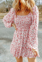 Load image into Gallery viewer, Meadow Dream Smocked Floral Square Neck Balloon Sleeve Dress