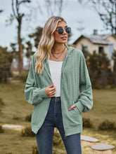 Load image into Gallery viewer, Zip Up Drawstring Long Sleeve Hooded Jacket