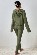 Load image into Gallery viewer, Lettuce Hem Dropped Shoulder Hooded Top and Pants Set