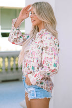 Load image into Gallery viewer, Printed Collared Neck Long Sleeve Shirt