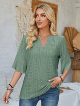 Load image into Gallery viewer, Eyelet Notched Half Sleeve T-Shirt
