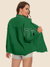 Load image into Gallery viewer, Raw Hem Fringe Detail Denim Jacket