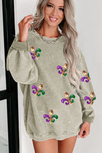 Load image into Gallery viewer, Sequin Round Neck Dropped Shoulder Sweatshirt