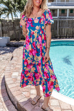 Load image into Gallery viewer, Printed Square Neck Short Sleeve Midi Dress