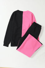Load image into Gallery viewer, Color Block Round Neck Sweatshirt and Pants Set