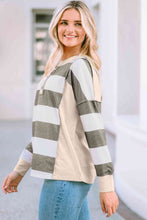 Load image into Gallery viewer, Striped Exposed Seam Buttoned T-Shirt