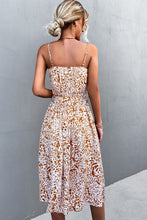 Load image into Gallery viewer, Printed Spaghetti Strap Decorative Button Belted Dress