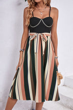 Load image into Gallery viewer, Tied Striped Spaghetti Strap Dress