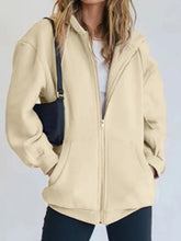 Load image into Gallery viewer, Zip-Up Drawstring Hoodie
