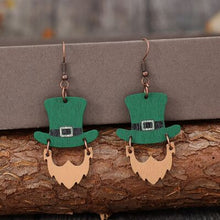 Load image into Gallery viewer, Wooden Hat Shape Dangle Earrings