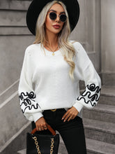 Load image into Gallery viewer, Contrast Drop Shoulder Round Neck Sweater
