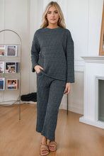 Load image into Gallery viewer, Round Neck Top and Pocketed  Pants Lounge Set