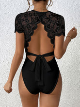 Load image into Gallery viewer, Lace Backless Round Neck Bodysuit