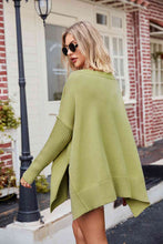 Load image into Gallery viewer, V-Neck Slit Exposed Seam Sweater