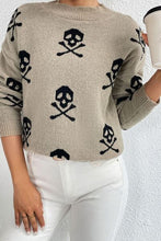 Load image into Gallery viewer, Printed Mock Neck Dropped Shoulder Sweater