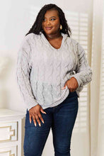 Load image into Gallery viewer, Woven Right Cable-Knit Hooded Sweater