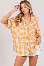 Load image into Gallery viewer, SAGE + FIG Plaid Button Up Side Slit Shirt