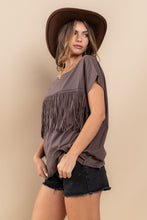 Load image into Gallery viewer, Ces Femme Fringe Detail Round Neck Short Sleeve Top