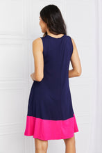 Load image into Gallery viewer, Yelete Full Size Two-Tone Sleeveless Mini Dress with Pockets