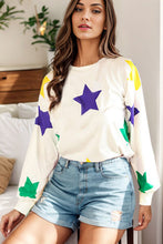 Load image into Gallery viewer, Star Print Round Neck Lantern Sleeve T-Shirt