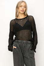 Load image into Gallery viewer, HYFVE Openwork Ribbed Long Sleeve Knit Top