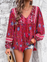 Load image into Gallery viewer, Printed Tie Neck Long Sleeve Blouse