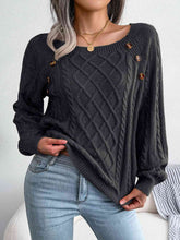 Load image into Gallery viewer, Decorative Button Cable-Knit Sweater