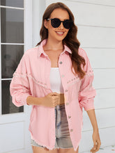 Load image into Gallery viewer, Raw Hem Fringe Detail Denim Jacket