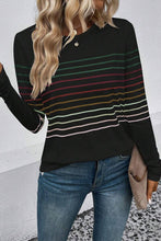 Load image into Gallery viewer, Striped Round Neck Long Sleeve T-Shirt