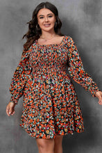 Load image into Gallery viewer, Plus Size Floral Square Neck Smocked Mini Dress