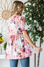 Load image into Gallery viewer, Heimish Full Size Floral V-Neck Short Sleeve Babydoll Blouse