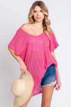 Load image into Gallery viewer, GeeGee Short Sleeve Side Slit Knit Cover Up Dress