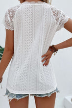 Load image into Gallery viewer, Eyelet Lace Detail V-Neck T-Shirt