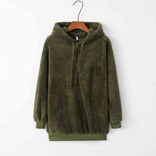 Load image into Gallery viewer, Quarter-Zip Drawstring Teddy Hoodie