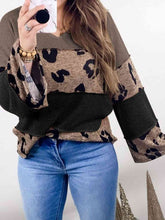 Load image into Gallery viewer, Color Block Leopard V-Neck Blouse