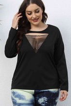 Load image into Gallery viewer, Plus Size Cutout Front Long Sleeve T-Shirt