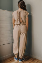 Load image into Gallery viewer, Drawstring Round Neck Cap Sleeve Jumpsuit