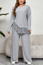 Load image into Gallery viewer, Plus Size Tassel Hem Top and Pants Set