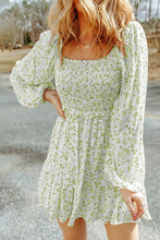 Load image into Gallery viewer, Meadow Dream Smocked Floral Square Neck Balloon Sleeve Dress