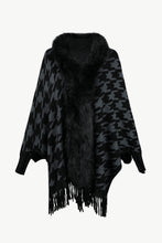 Load image into Gallery viewer, Houndstooth Fringe Hem Poncho