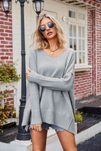 Load image into Gallery viewer, V-Neck Slit Exposed Seam Sweater