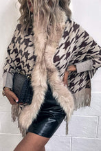 Load image into Gallery viewer, Houndstooth Fringe Hem Poncho