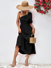 Load image into Gallery viewer, Breathless Smocked One-Shoulder Midi Dress