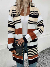 Load image into Gallery viewer, Striped Open Front Drop Shoulder Cardigan