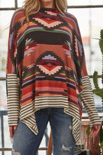 Load image into Gallery viewer, Geometric Striped Splicing Round Neck Blouse